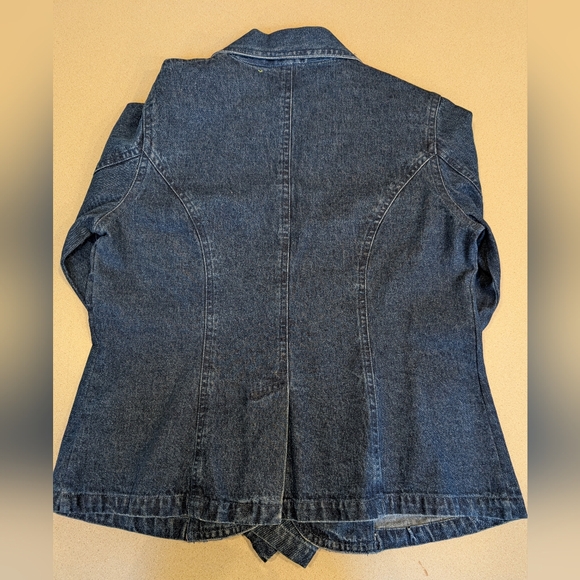 Vintage Embroidered Floral Dark Blue Jean Jacket - Picture 6 of 6